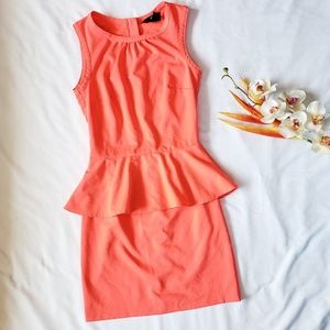 H&M | Bright Coral Peplum Dress